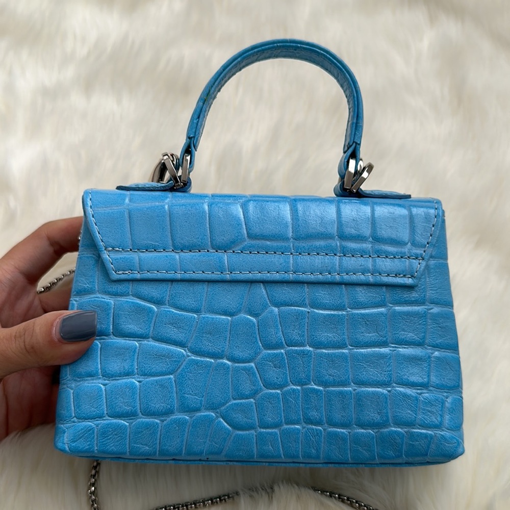 Blue Croc-Embossed Mini Bag - Picture 10 of 11